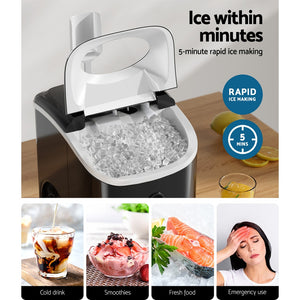 Devanti Nuggetc Ice Cube 15kg Bar Countertop Portable Ice Maker Machine