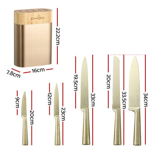 5-Star Chef 6-Piece Stainless Steel Kitchen Knife Set | Nonstick Block | Sharp Chef Knives