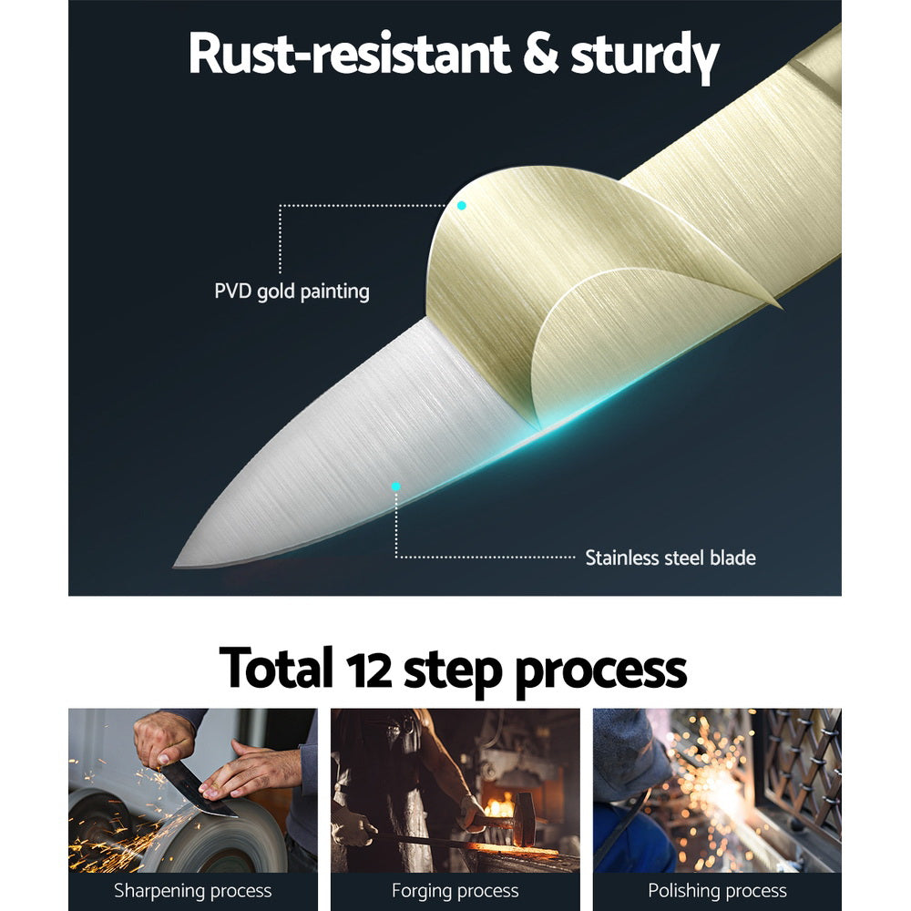 5-Star Chef 6-Piece Stainless Steel Kitchen Knife Set | Nonstick Block | Sharp Chef Knives