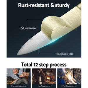 5-Star Chef 6-Piece Stainless Steel Kitchen Knife Set | Nonstick Block | Sharp Chef Knives