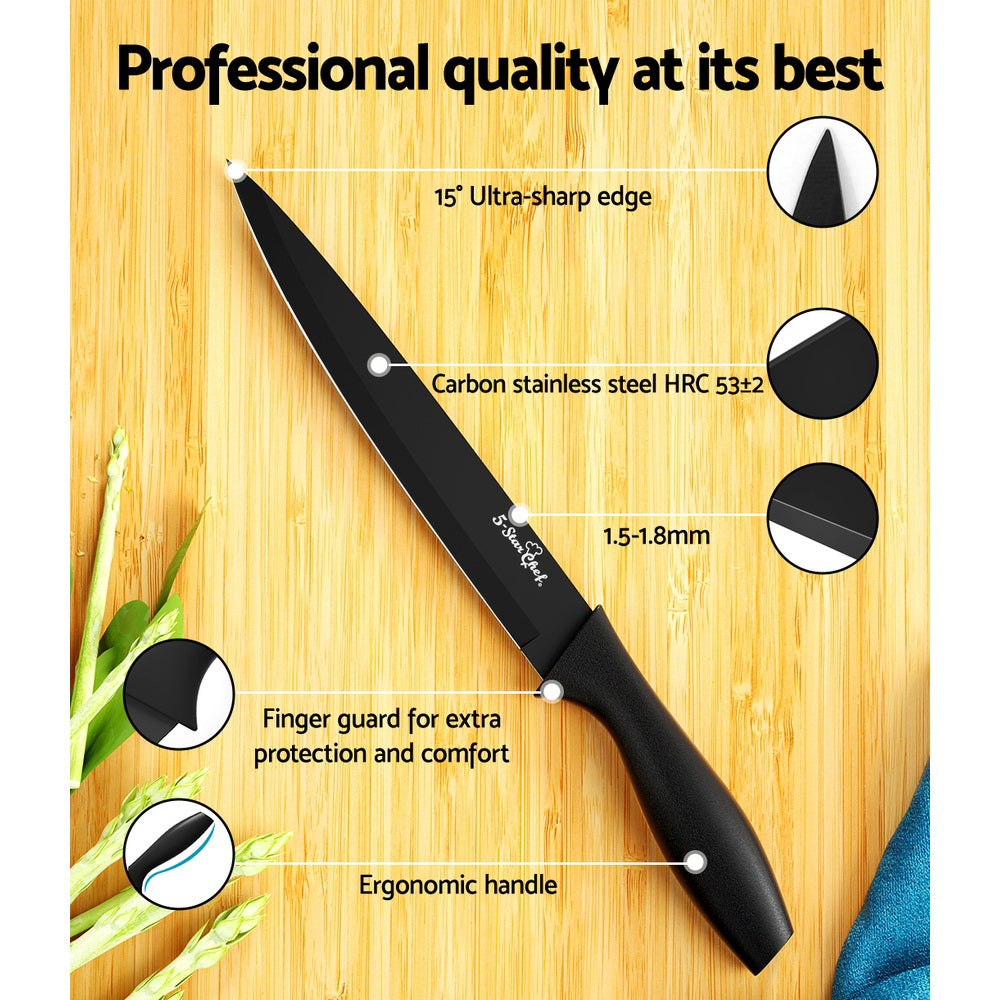 5-Star Chef 17PCS Kitchen Knife Set | Stainless Steel Non-stick | Sharpener