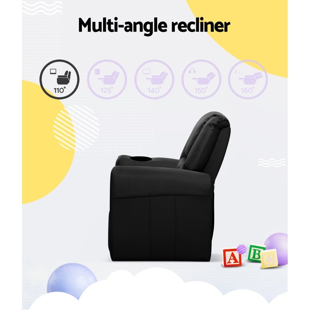 Black Kids Recliner Sofa Chair / Lounge