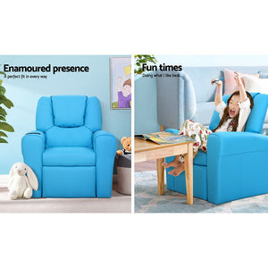 Blue Kids Recliner Sofa Chair / Lounge