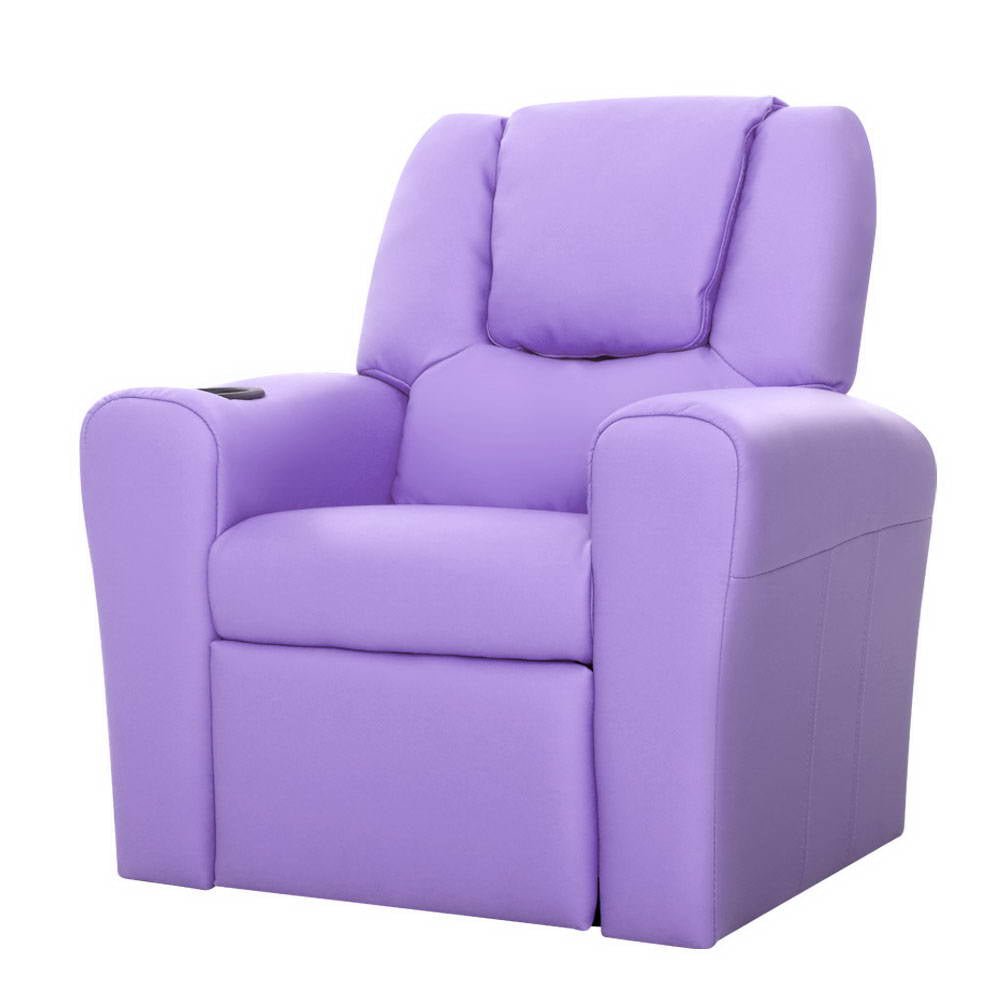Purple Leather Kids Recliner Chair / Armchair