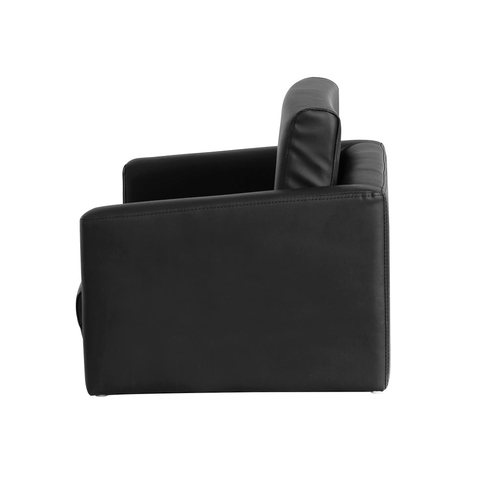 Convertible Sofa | 2 Seater | Black PU Leather