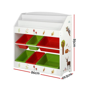 Bookshelf Toy Box & Organizer | 6 Bins Display Shelf Storage