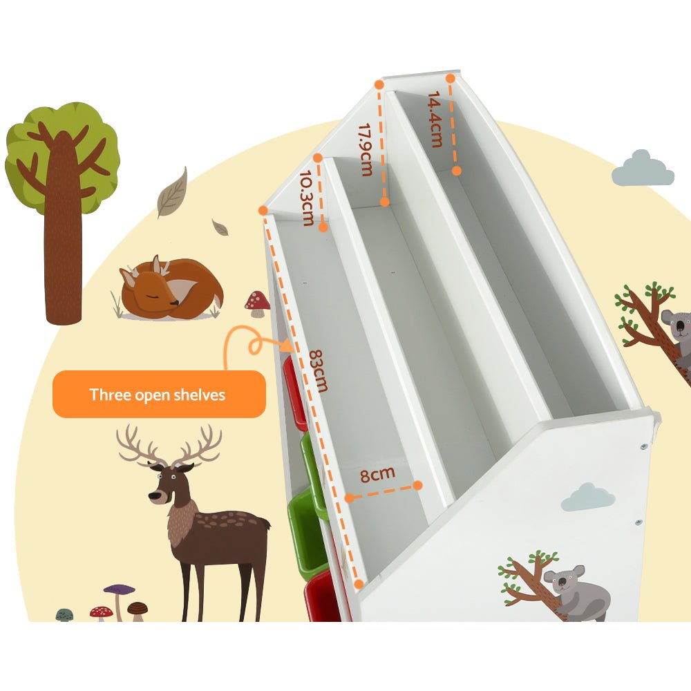 Bookshelf Toy Box & Organizer | 6 Bins Display Shelf Storage