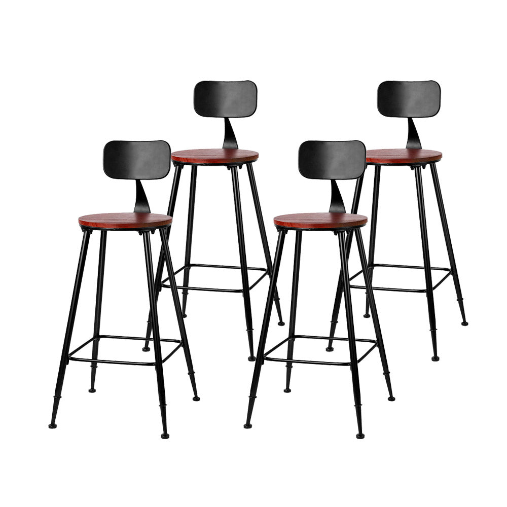 Set of 4 Vintage Industrial Bar Stools | Retro Dining Chairs