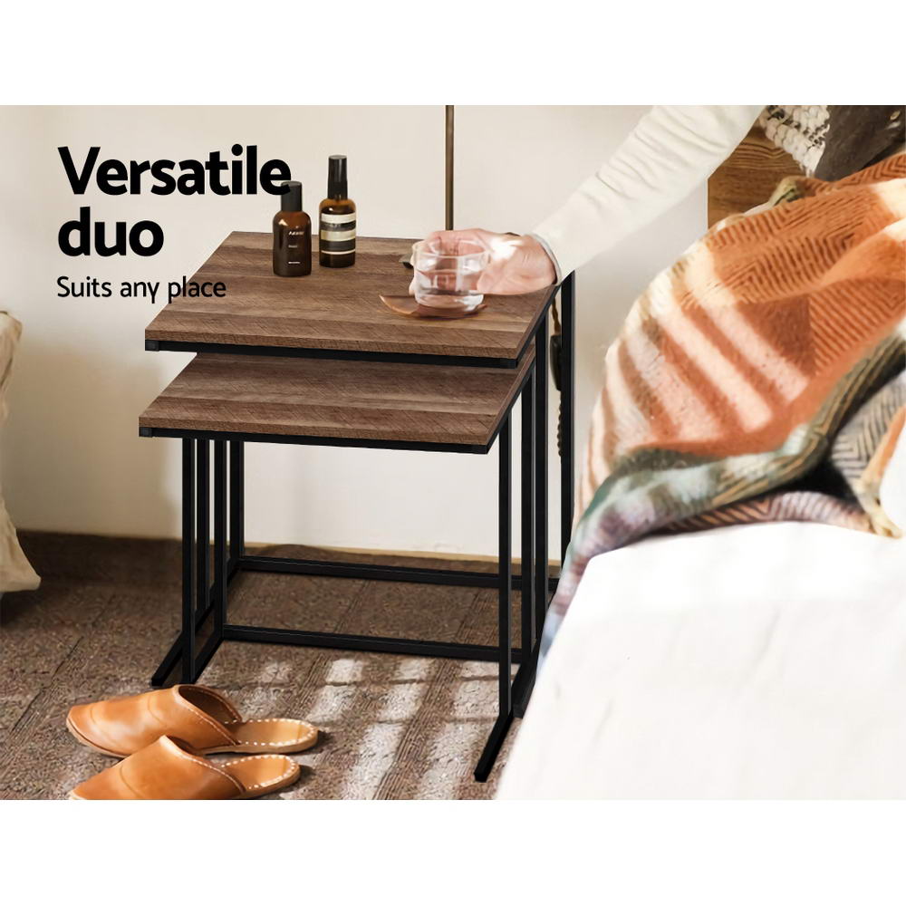 Wooden Nesting Side Coffee Tables
