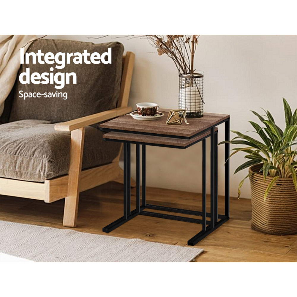 Wooden Nesting Side Coffee Tables
