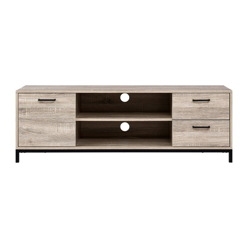 132cm Oak TV Cabinet / Entertainment Unit With Metal Frame
