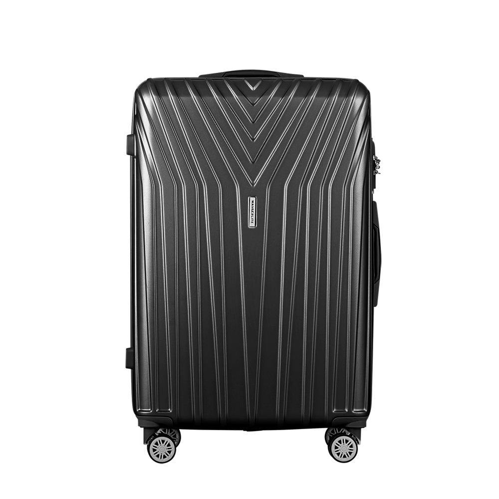 3pc Luggage Trolley Suitcase Sets | 20'' 24'' 28'' | Travel Hard Case | Lightweight Black