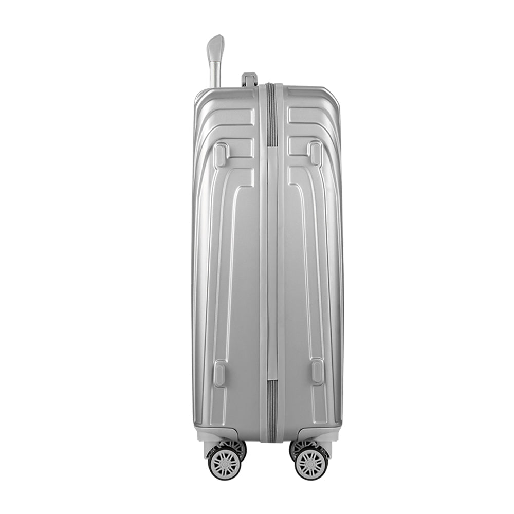 3pc Luggage Trolley Suitcase Sets | 20'' 24'' 28'' | Travel Hard Case | Lightweight Silver