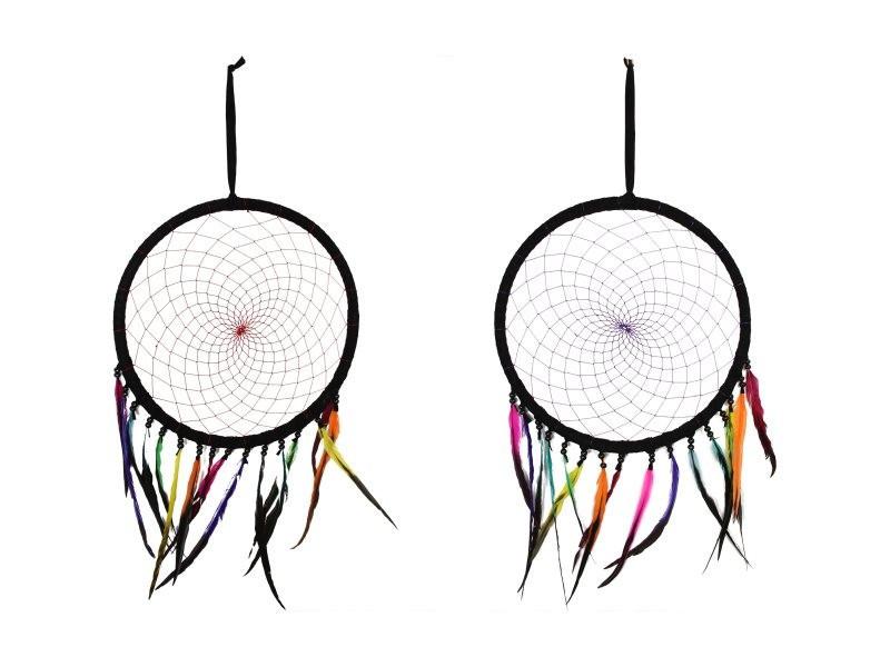 Large Rainbow Feathered Dream Catcher