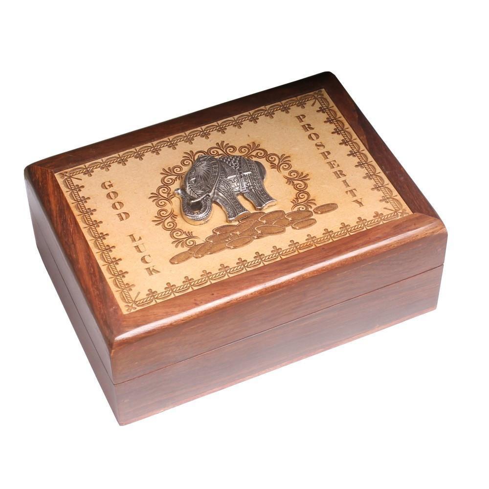 Laser Engraved Wooden Box With Elephant Design