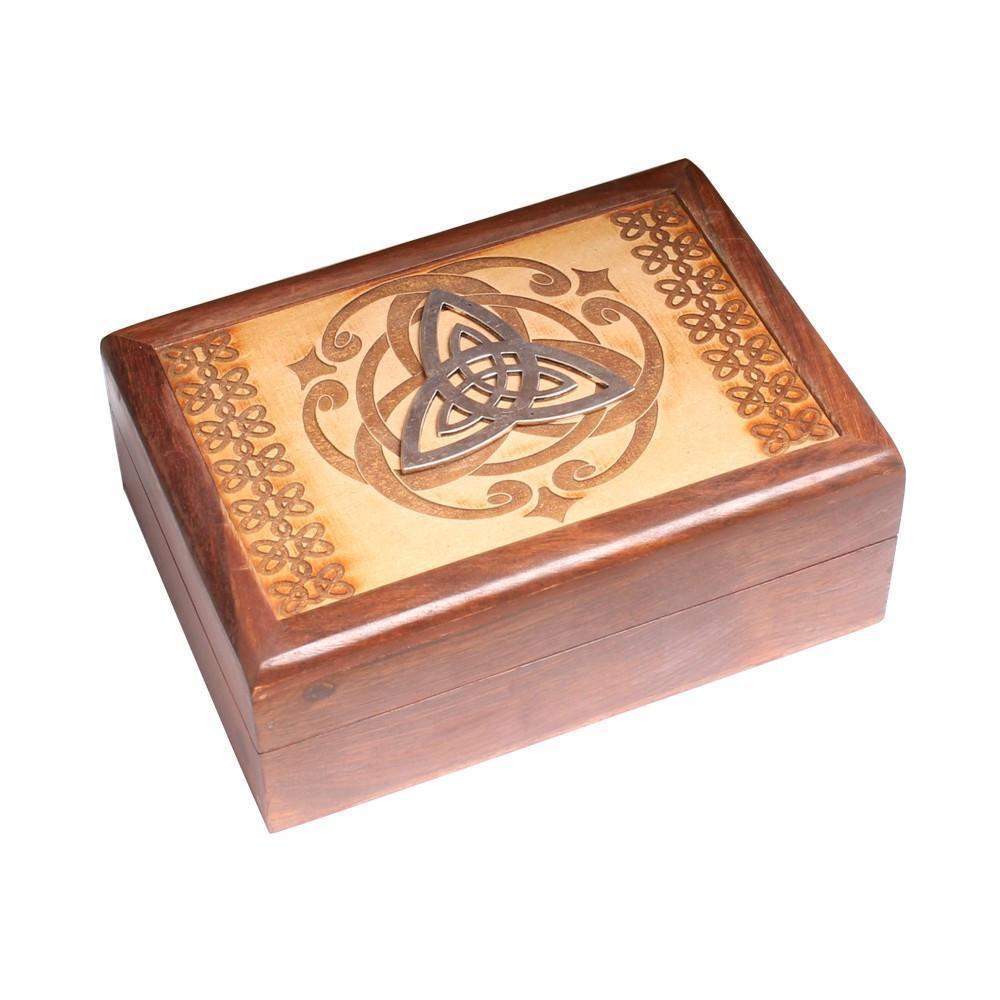 Laser Engraved Wooden Box With Triquetra Design