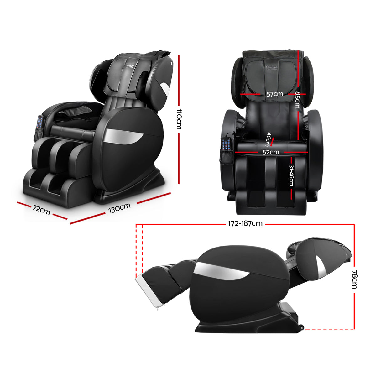 Livemor Electric Massage Chair Black The Hippie House