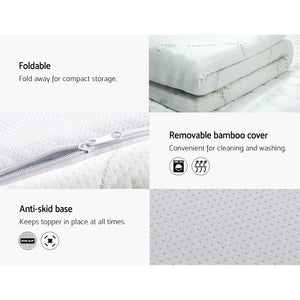 Giselle Bedding Cool Gel Memory Foam Mattress Topper w/Bamboo Cover 8cm - Single