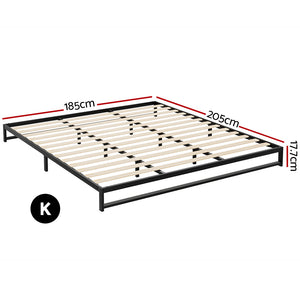 Artiss King Size Metal Bed Frame - Black | Sleek Mattress Platform (BERU)