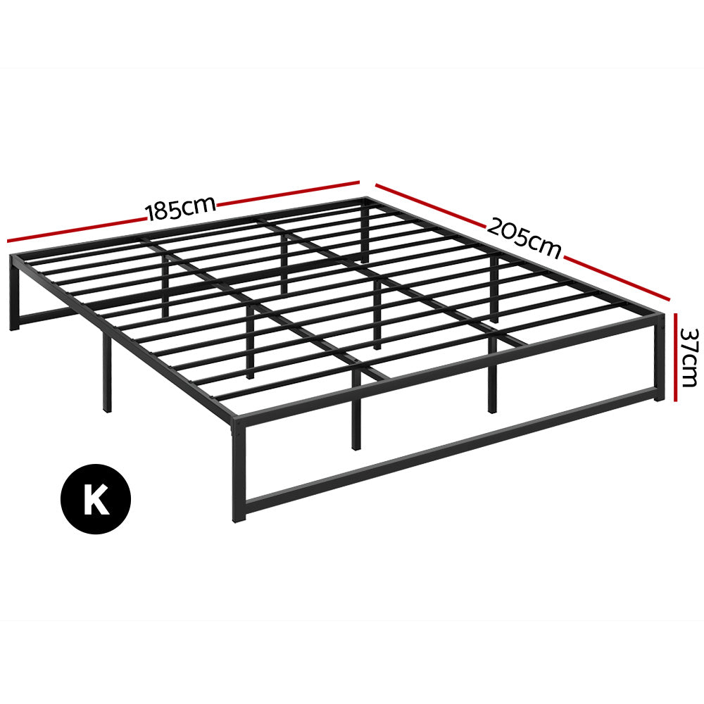 Artiss King Size Metal Bed Frame - Black | Modern Mattress Platform