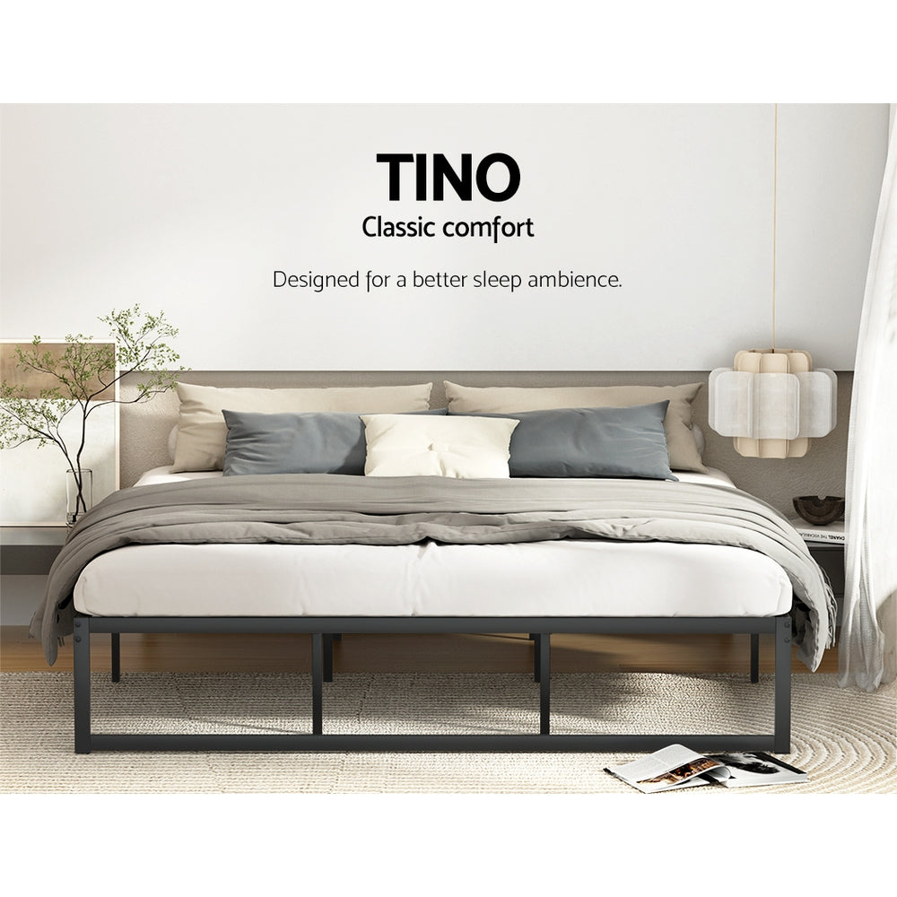 Artiss King Size Metal Bed Frame - Black | Modern Mattress Platform