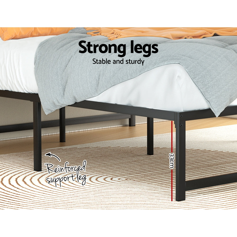 Artiss King Size Metal Bed Frame - Black | Modern Mattress Platform