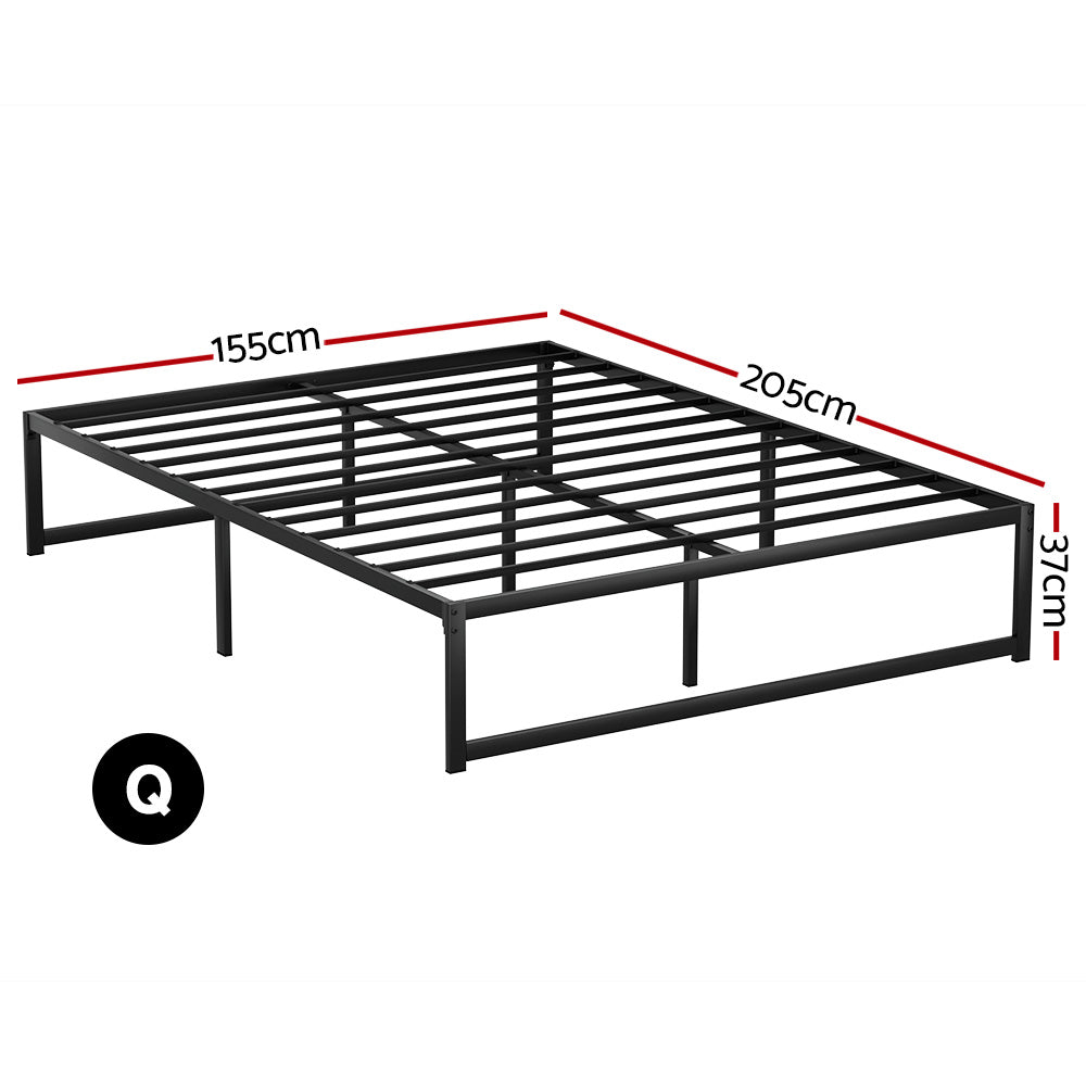 Queen Size Metal Bed Frame | Black TINO Platform by Artiss