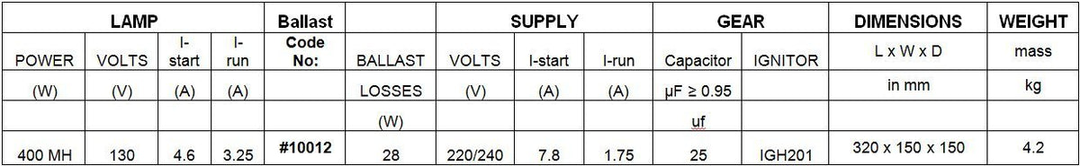 GL 400W MH Magnetic Ballast