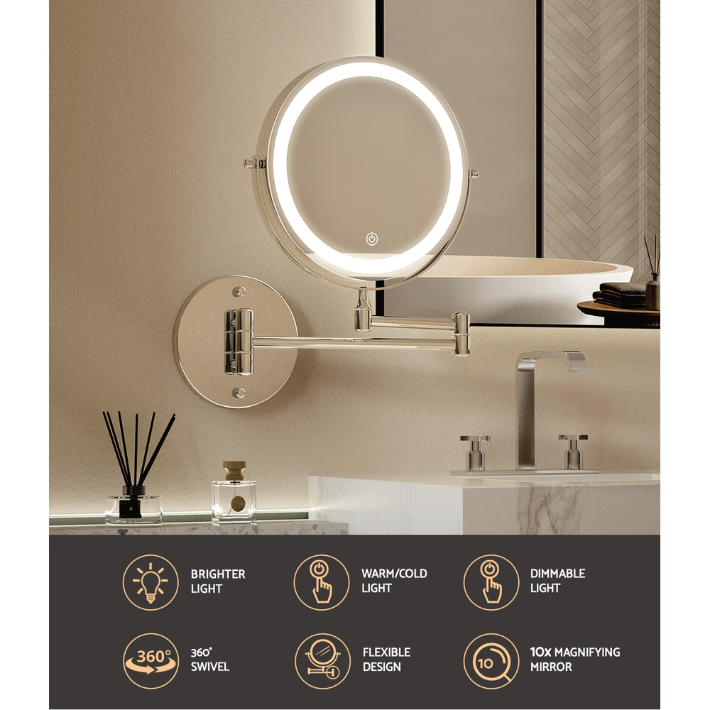 Embellir Extendable Makeup Mirror 10X Magnifying | Double-Sided Bathroom Mirror
