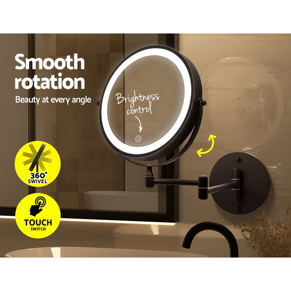 Embellir Extendable Makeup Mirror 10X Magnifying | Double-Sided Bathroom Mirror in Brown