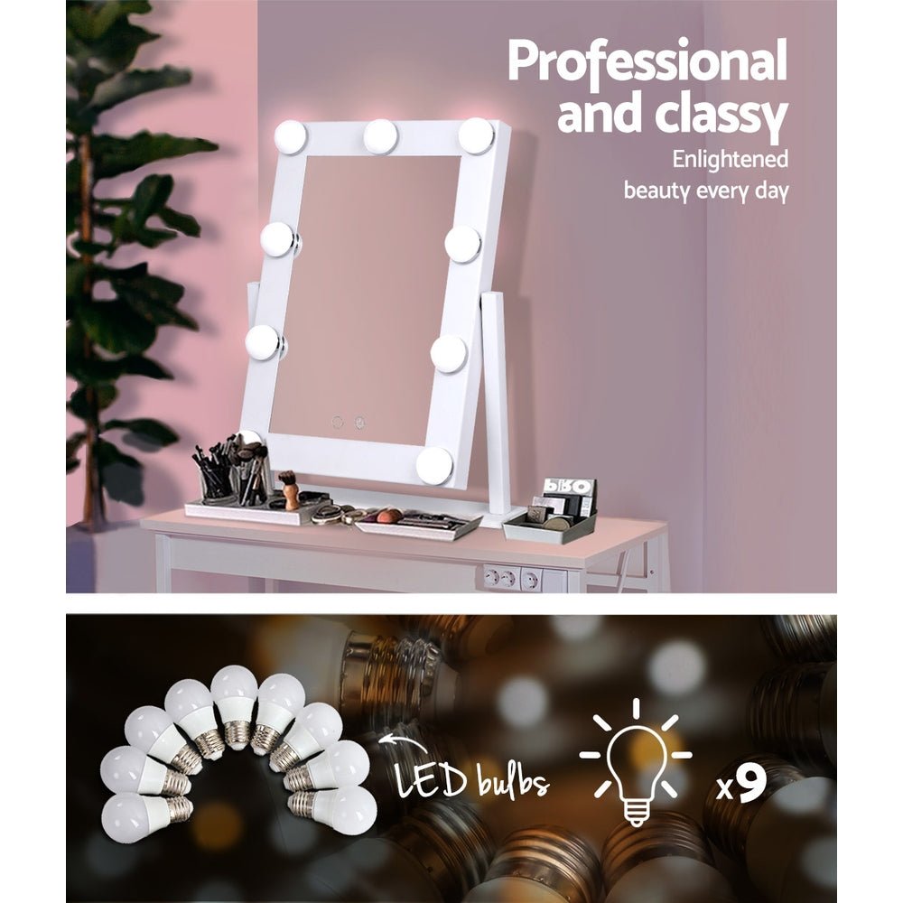 Embellir LED Standing Makeup Mirror - White - The Hippie House