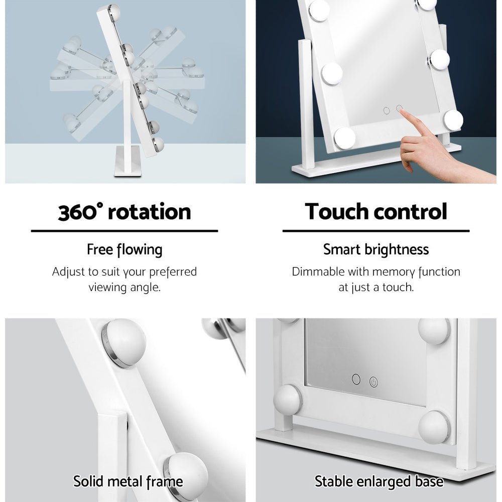 Embellir LED Standing Makeup Mirror - White - The Hippie House