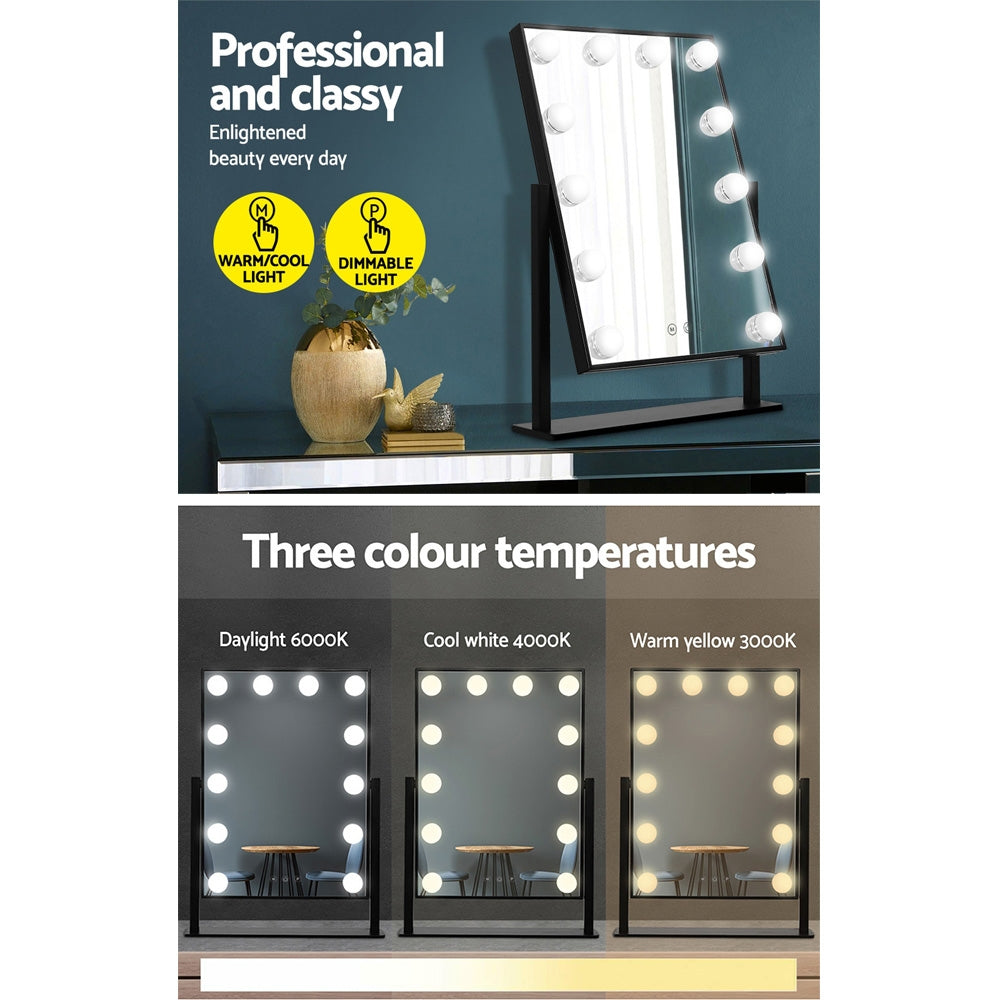 Embellir LED Standing Makeup Mirror - Black | Illuminated Beauty Mirror