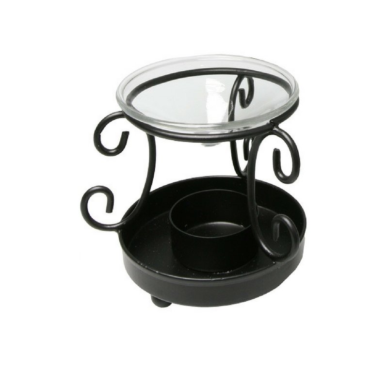 Modern Metal And Glass Oil Burner - Floral