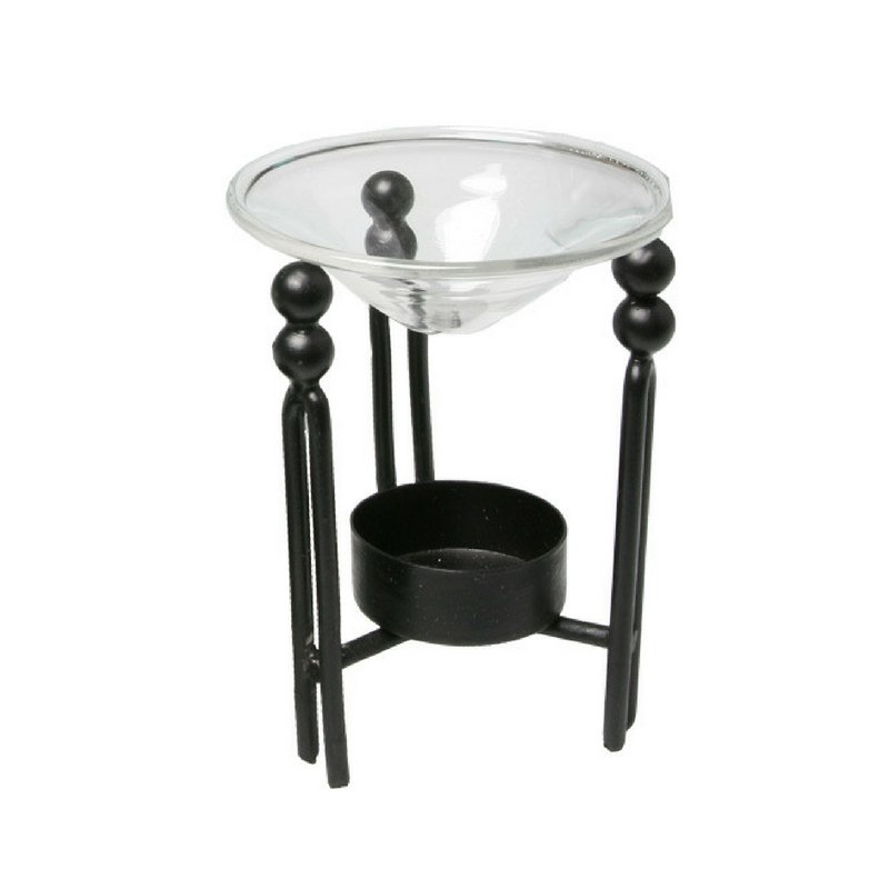 Modern Metal And Glass Oil Burner - Straight