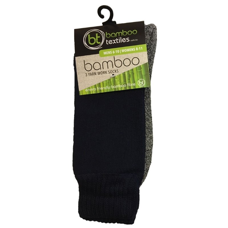 Navy Bamboo Work Socks With Charcoal Sole - 2 Pack