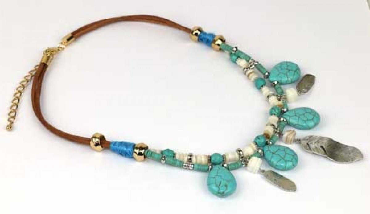 Necklace Feather Turquoise
