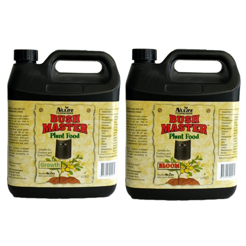 Nulife Bushmaster Grow + Bloom Nutrient Set - 4L