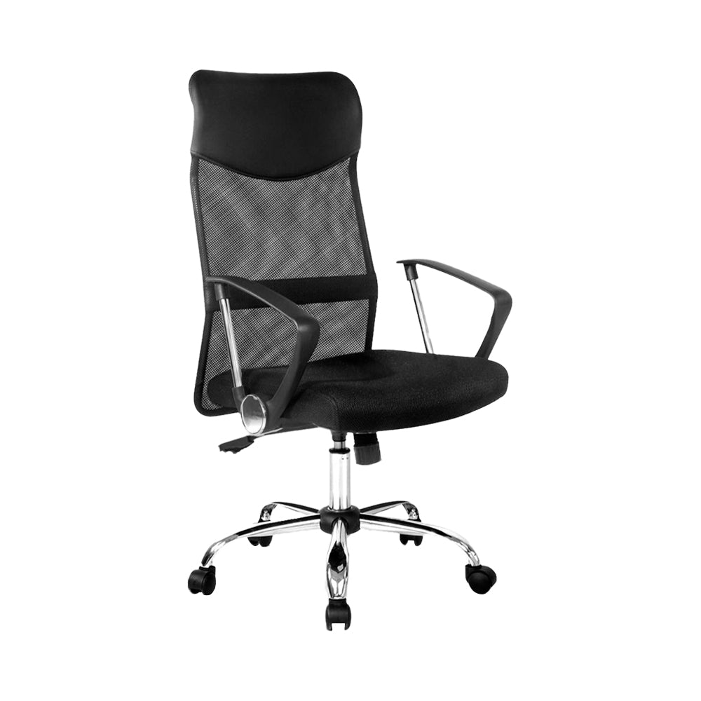 Mesh Office Chair | PU Leather | High Back | Black