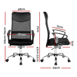 Mesh Office Chair | PU Leather | High Back | Black