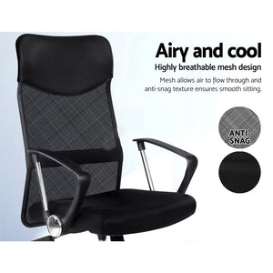 Mesh Office Chair | PU Leather | High Back | Black