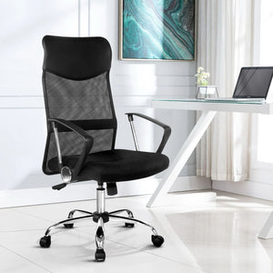 Mesh Office Chair | PU Leather | High Back | Black