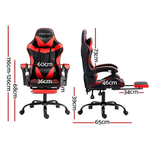 Artiss Office Chair Gaming Computer Executive Chairs Racing Seat Recliner Red