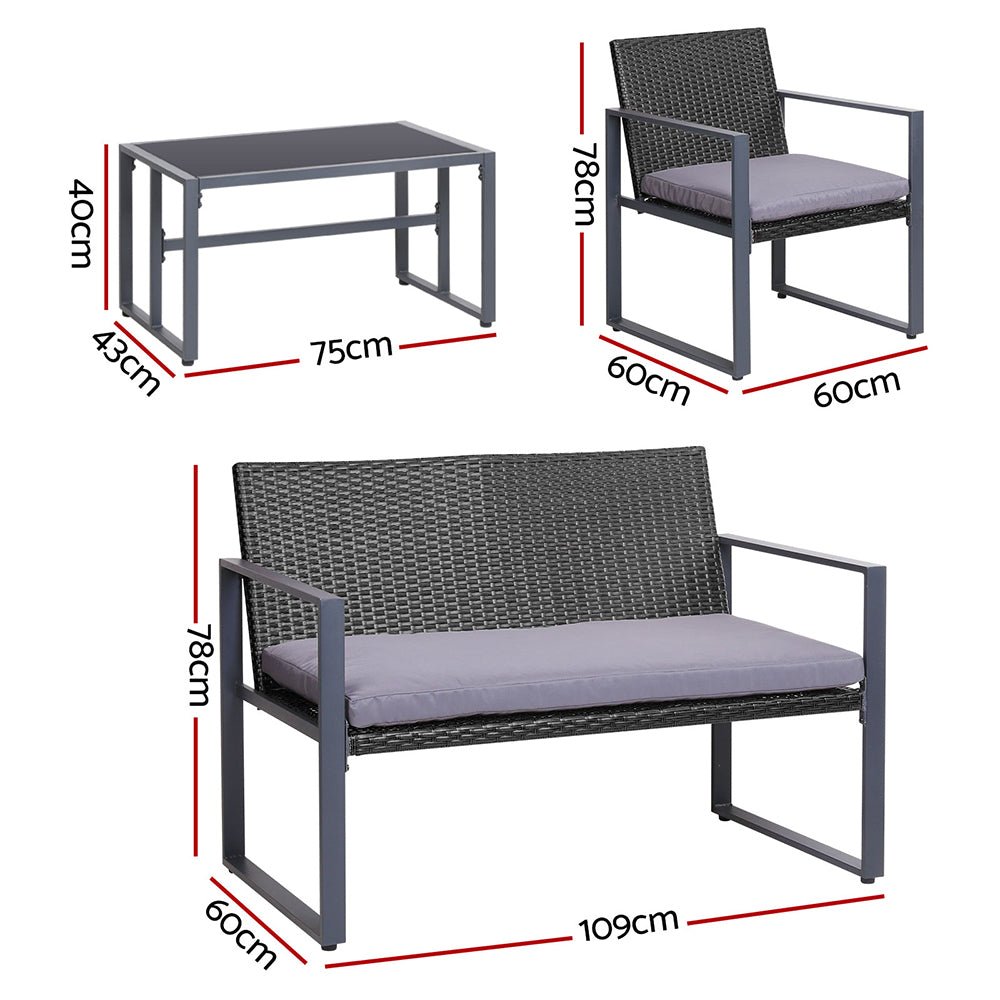 Patio Table And Chairs - 4PCS Family Set