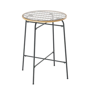 Gardeon Outdoor Bar Table Wicker Dining | Steel Patio Bistro Glass Table for Balcony