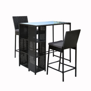 3-Piece Outdoor Patio Bar Table & Stools Set