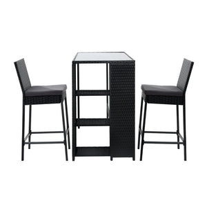 3-Piece Outdoor Patio Bar Table & Stools Set