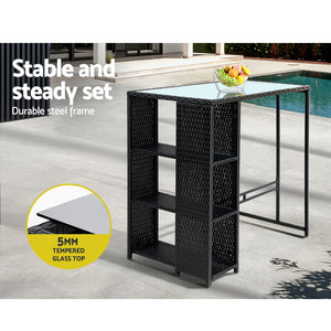 3-Piece Outdoor Patio Bar Table & Stools Set