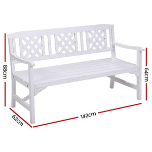 White Timber Wooden Garden Bench Seat