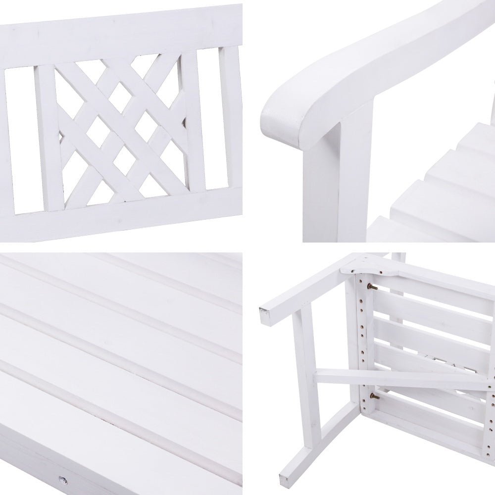 White Timber Wooden Garden Bench Seat